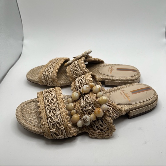 NWOB Sam Edelman Women's Elisa Slide Sandal size 5.5 woven straw vacation - Picture 2 of 9